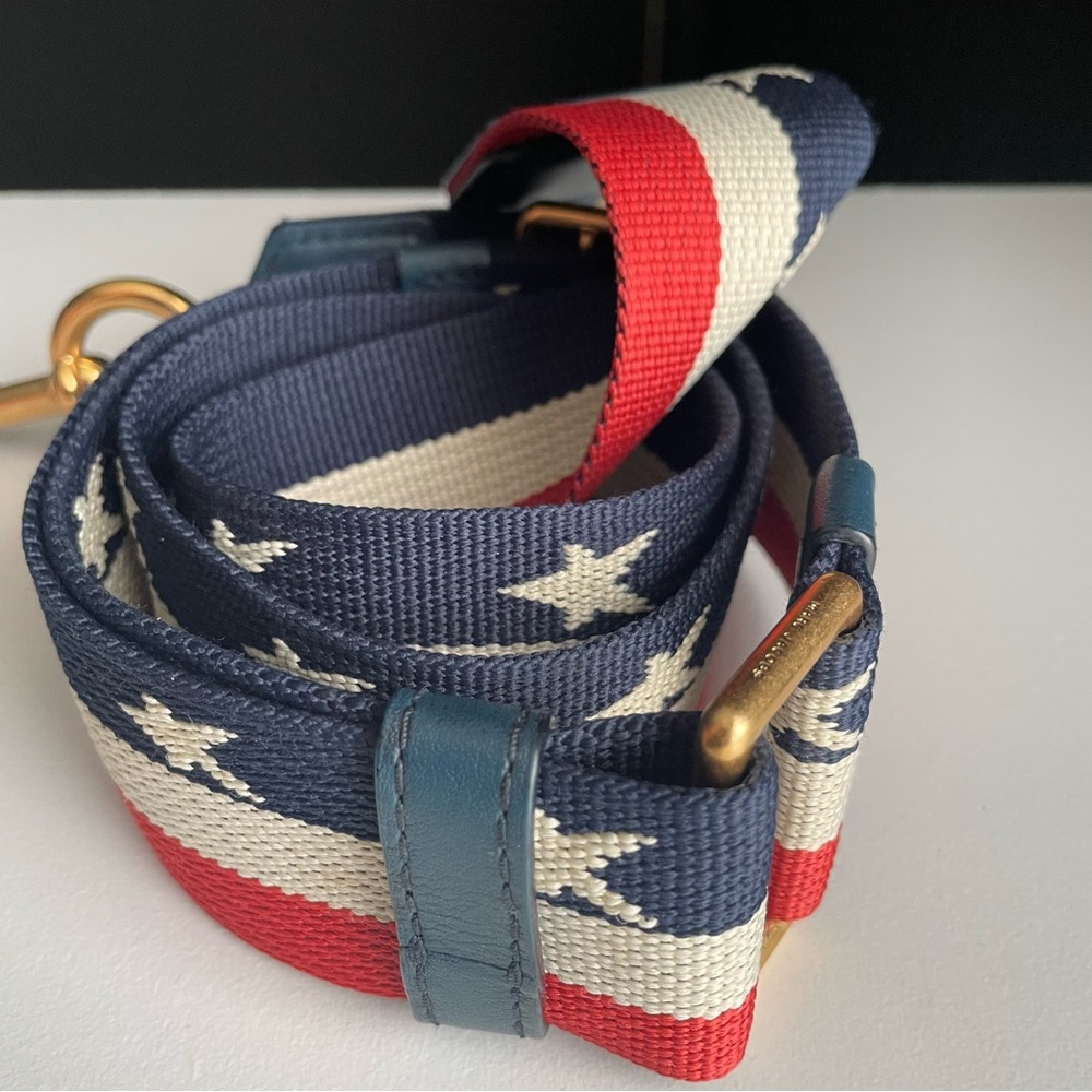 Marc Jacobs Stars & Stripes Red White Blue Webbing Guitar Strap for Bag Purse